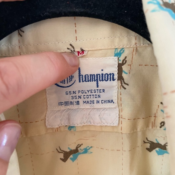 Unisex Vintage Champion Western Rodeo pattern long sleeve button up shirt in M - Picture 4 of 13